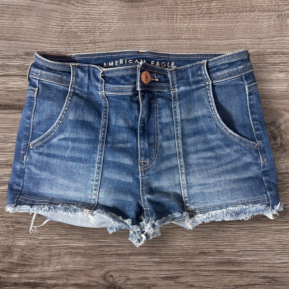 American Eagle Outfitters Pants - American Eagle Outfitters Womens Hi Rise Shorts Distressed Blue Size 4